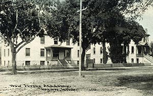 Honeymann Hall and New Jersey Academy buildings in Logan, Utah.