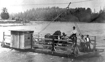 Representation of the Early Nathan W. Packer Ferry across the Bear River